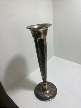 Victorian Silverplate Ornate Decor Vase with Embossed Detailing